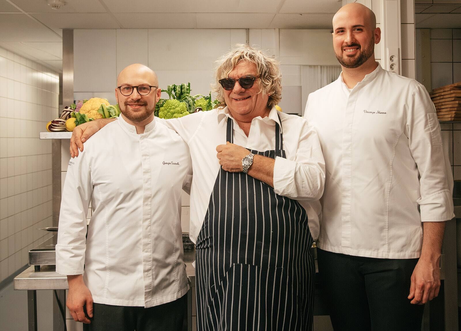 L'équipe de cuisine du Ristorante Bocconi avec Fulvio Pierangelini