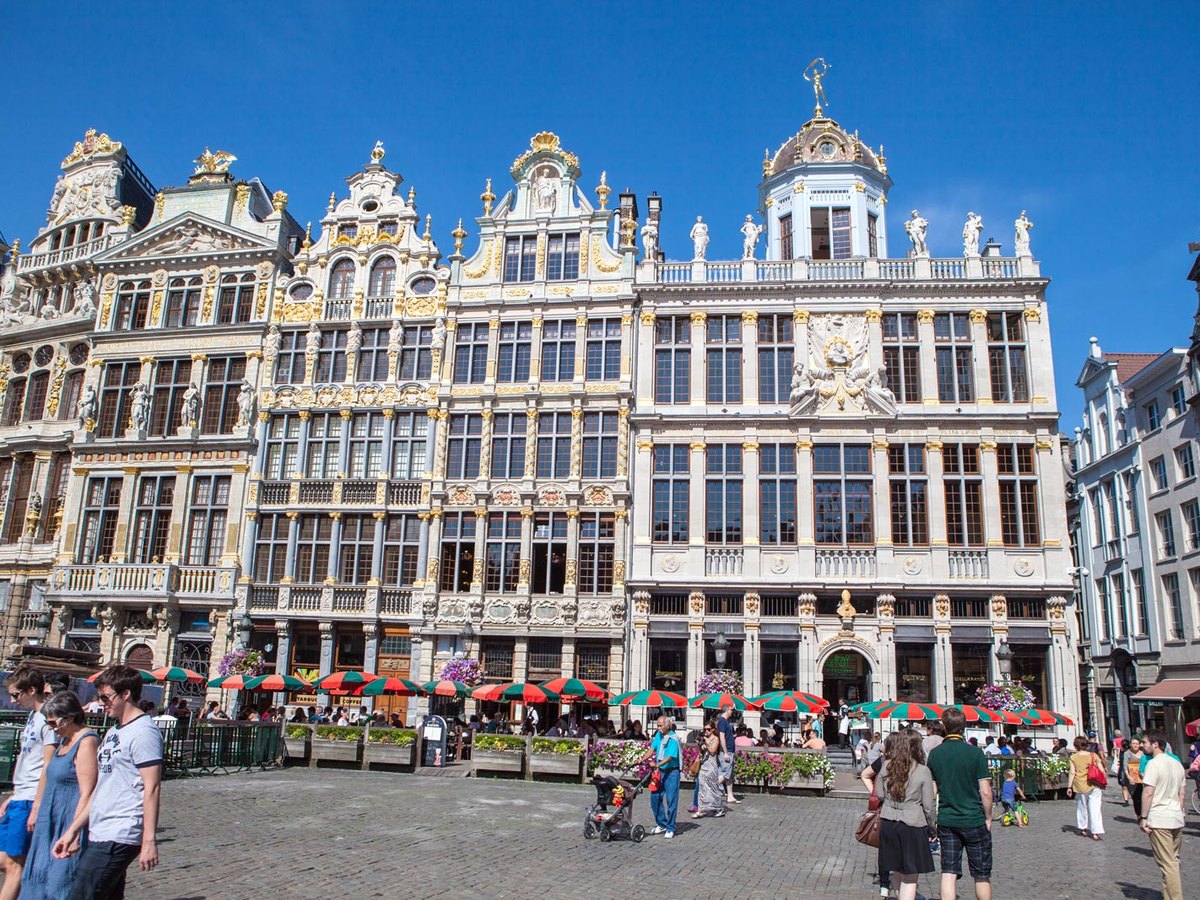 La Grand-Place de Bruxelles avec les maisons de corporations en plein jour