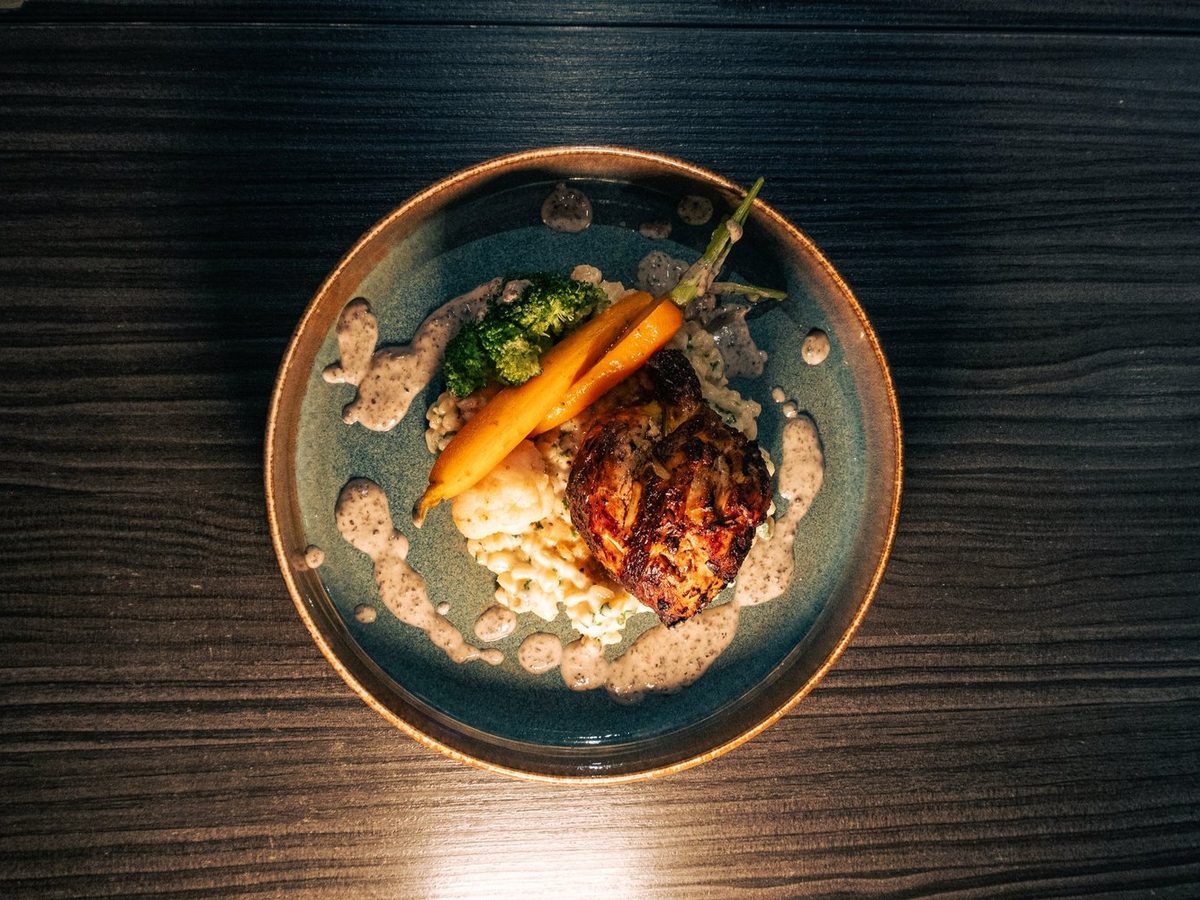 Assiette dressée du chef du Vintage vue de dessus