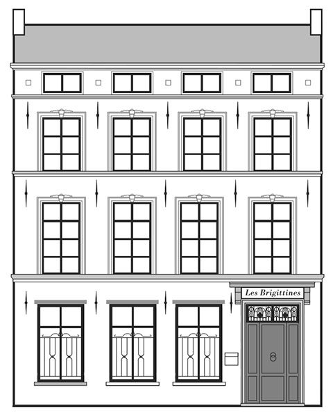 Dessin de la façade des Brigittines place de la Chapelle à Bruxelles