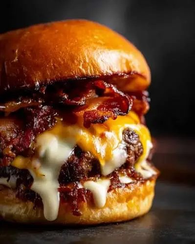 Burger du Beer's Garden avec croquette de fromage maison