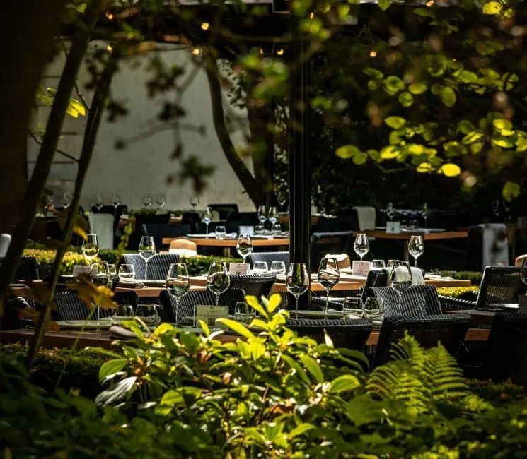 Jardin arrière du restaurant The Beer's Garden à Bruxelles