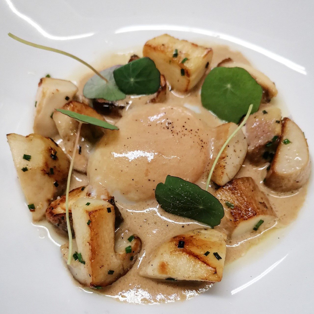 Noix de Saint-Jacques poêlées et sauce crémeuse au Wine Bar des Marolles